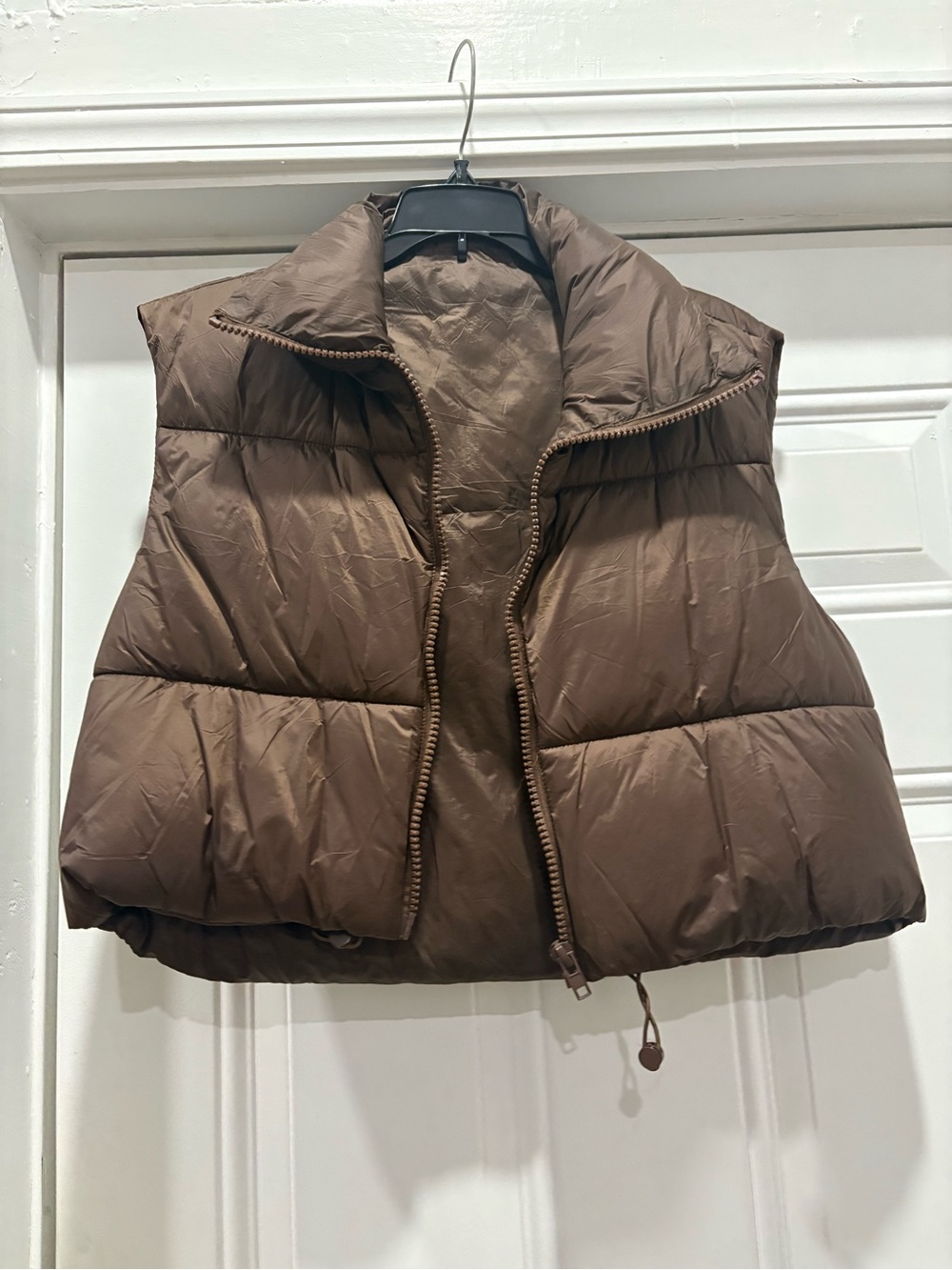 Women's Brown Quilted Puffer Vest - Lightweight Layering